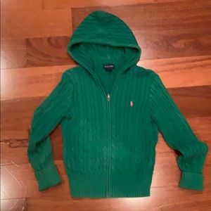 green polo sweater